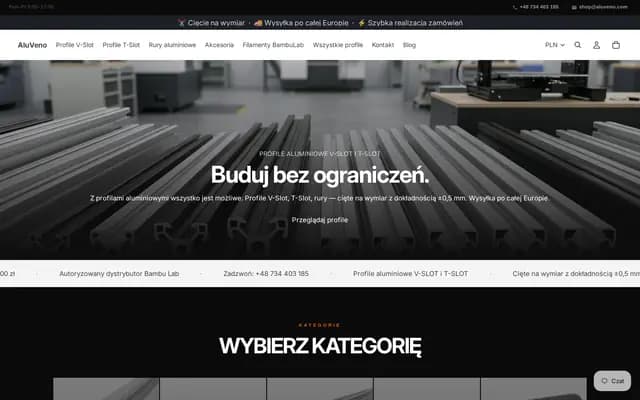 Sklep AluVeno — profile aluminiowe V-Slot i T-Slot