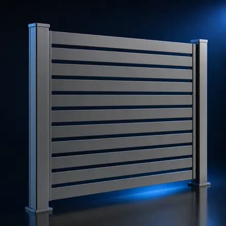 Przęsło ogrodzeniowe z poziomych profili aluminiowych w kolorze antracytowym